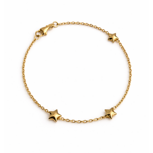14k 3 Star Bracelet