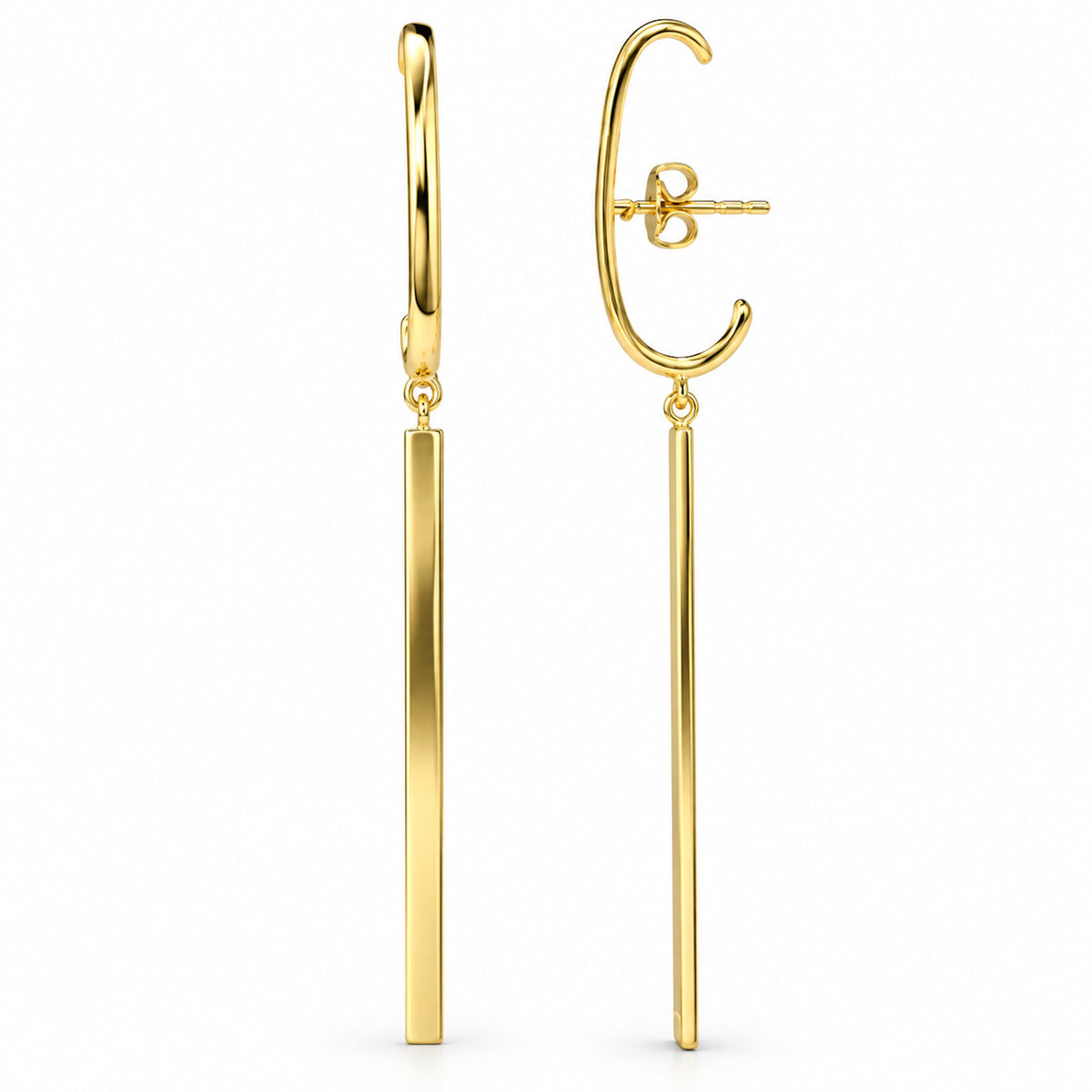 Séchic 14k C Shape Hugger & Stick Drop Earring