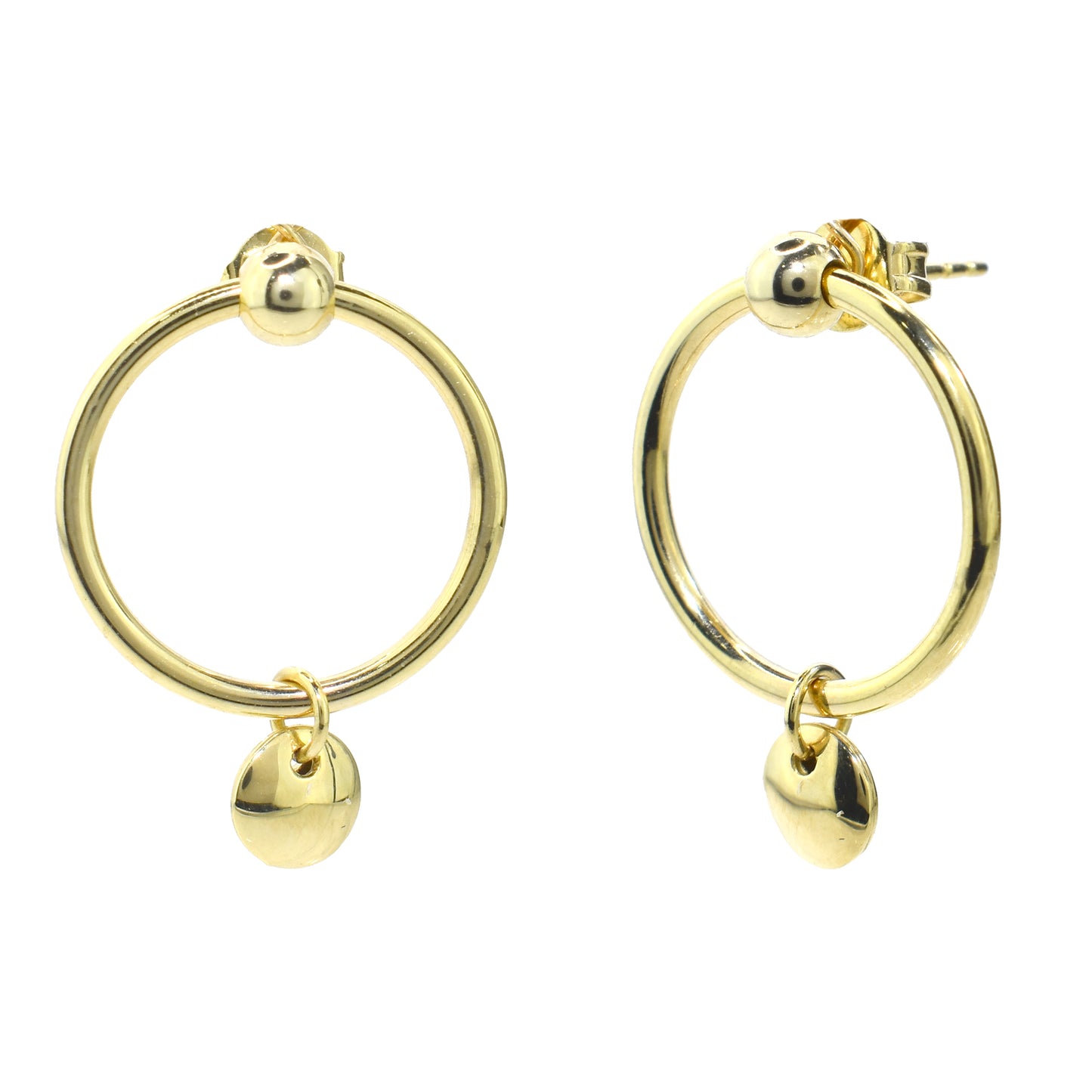 Séchic 14k Disc Charm Hoop Stud Earring