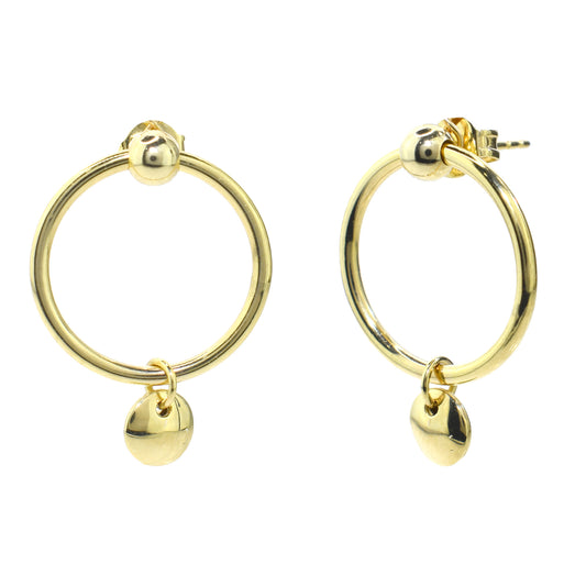 Séchic 14k Disc Charm Hoop Stud Earring