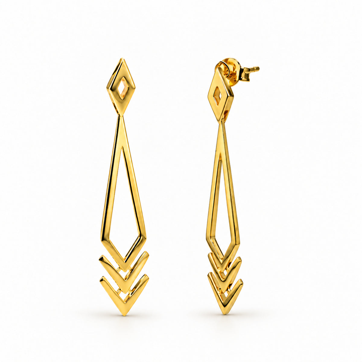 Séchic 14k Necktie & Chevron Earring