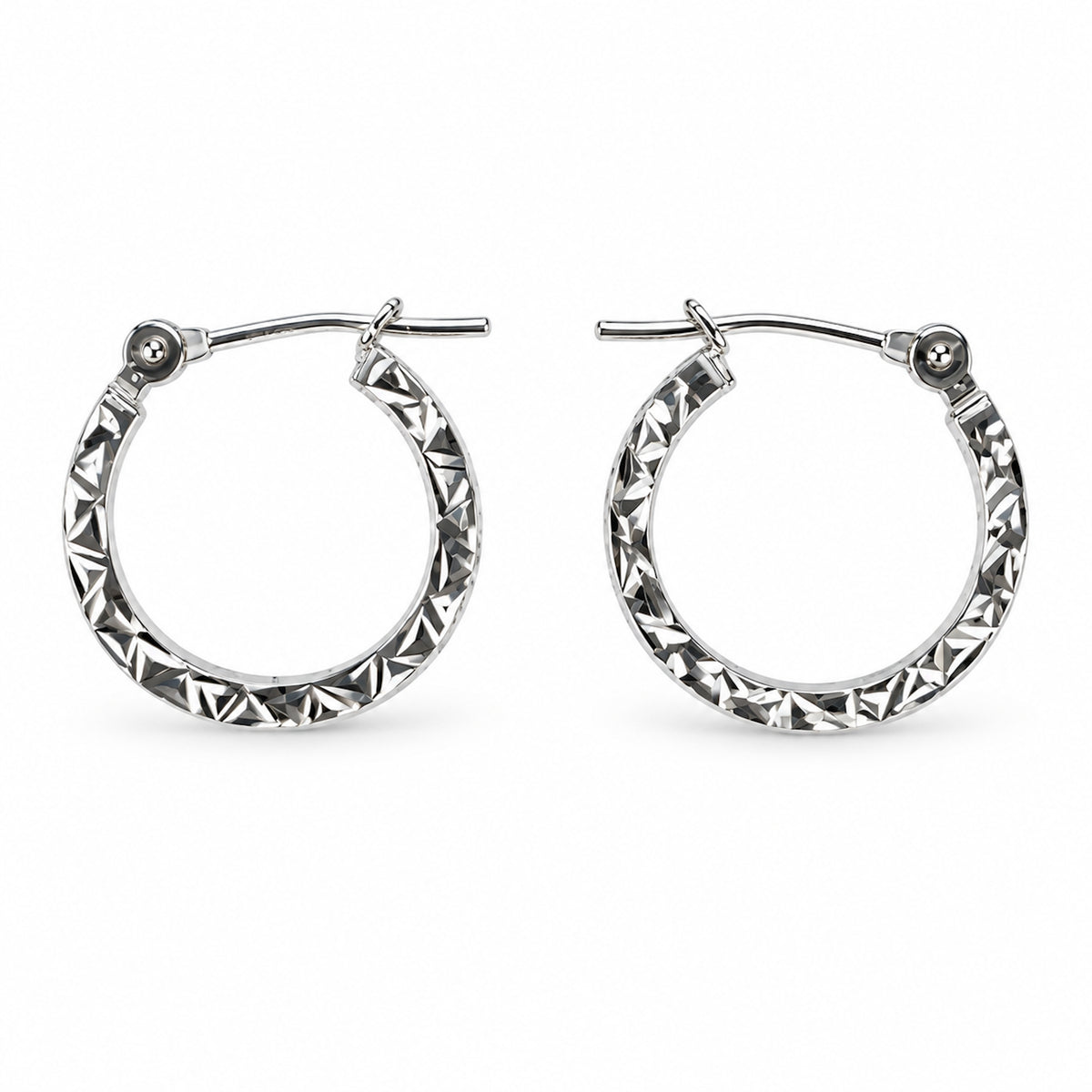 Séchic 14k White Gold Hammered Hoop Earring