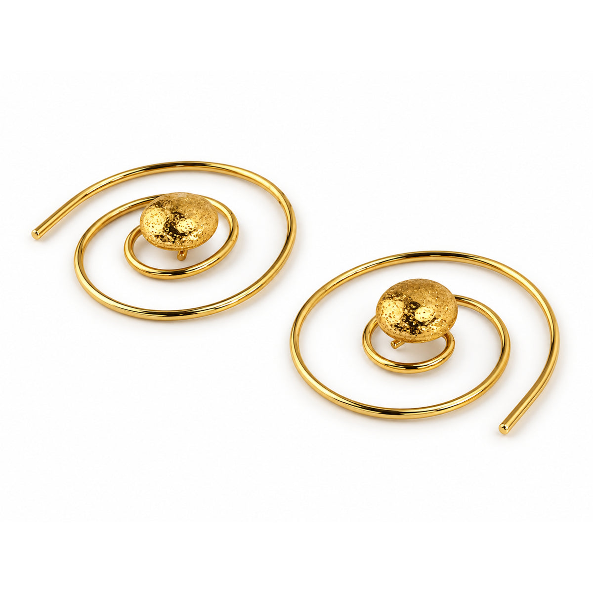 Séchic 14k Spiral W/6MM Flat Glitter Bead Earring