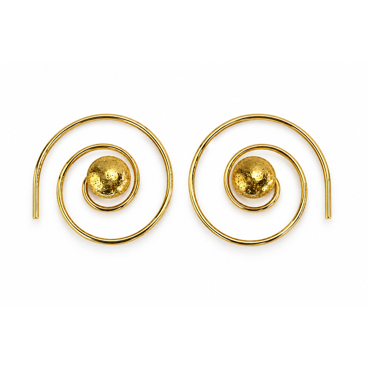 Séchic 14k Spiral W/6MM Flat Glitter Bead Earring