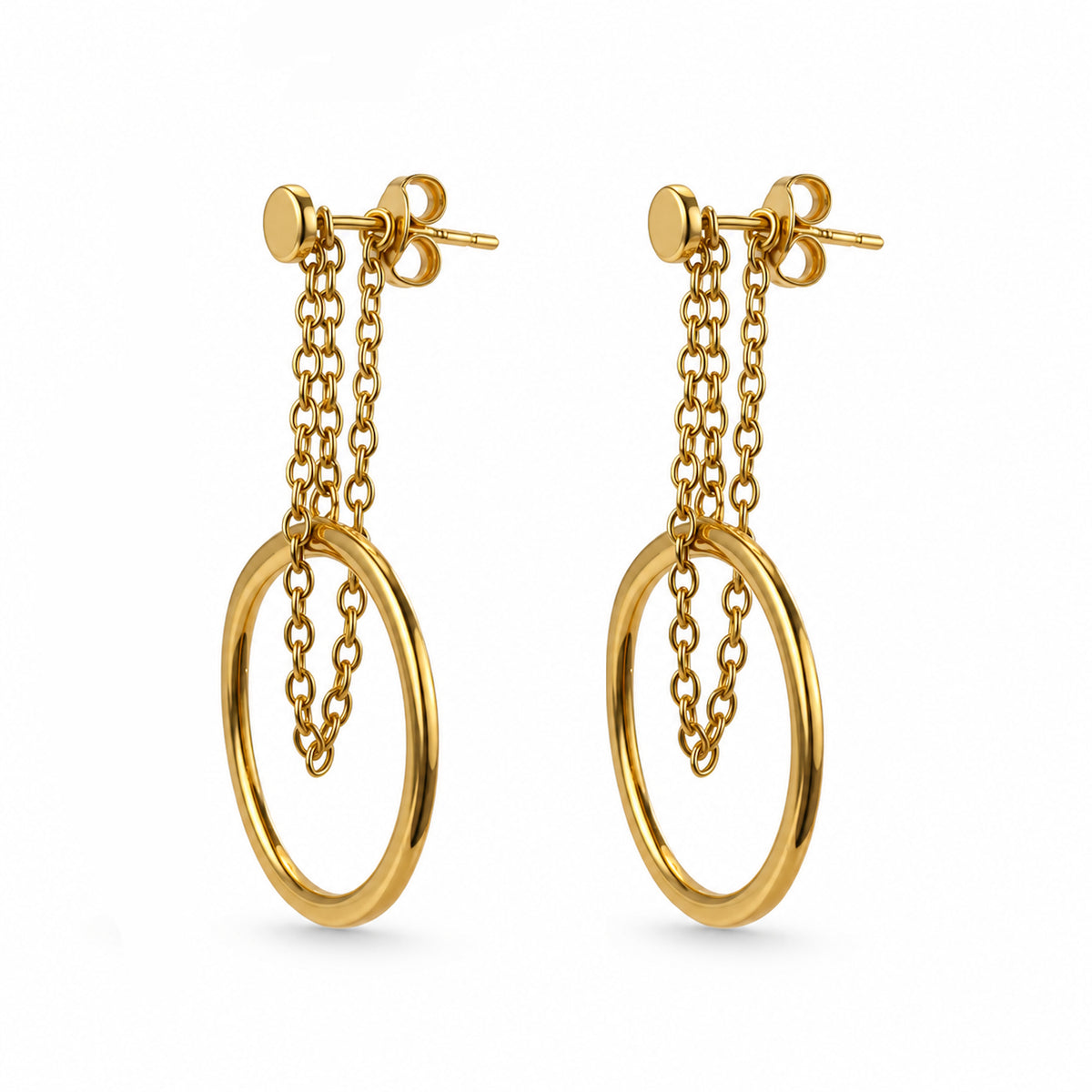 Séchic 14k Open Circle with Chain Post Earring
