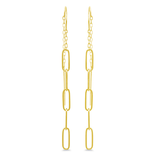 14k Paperclip Chain Threader Earring