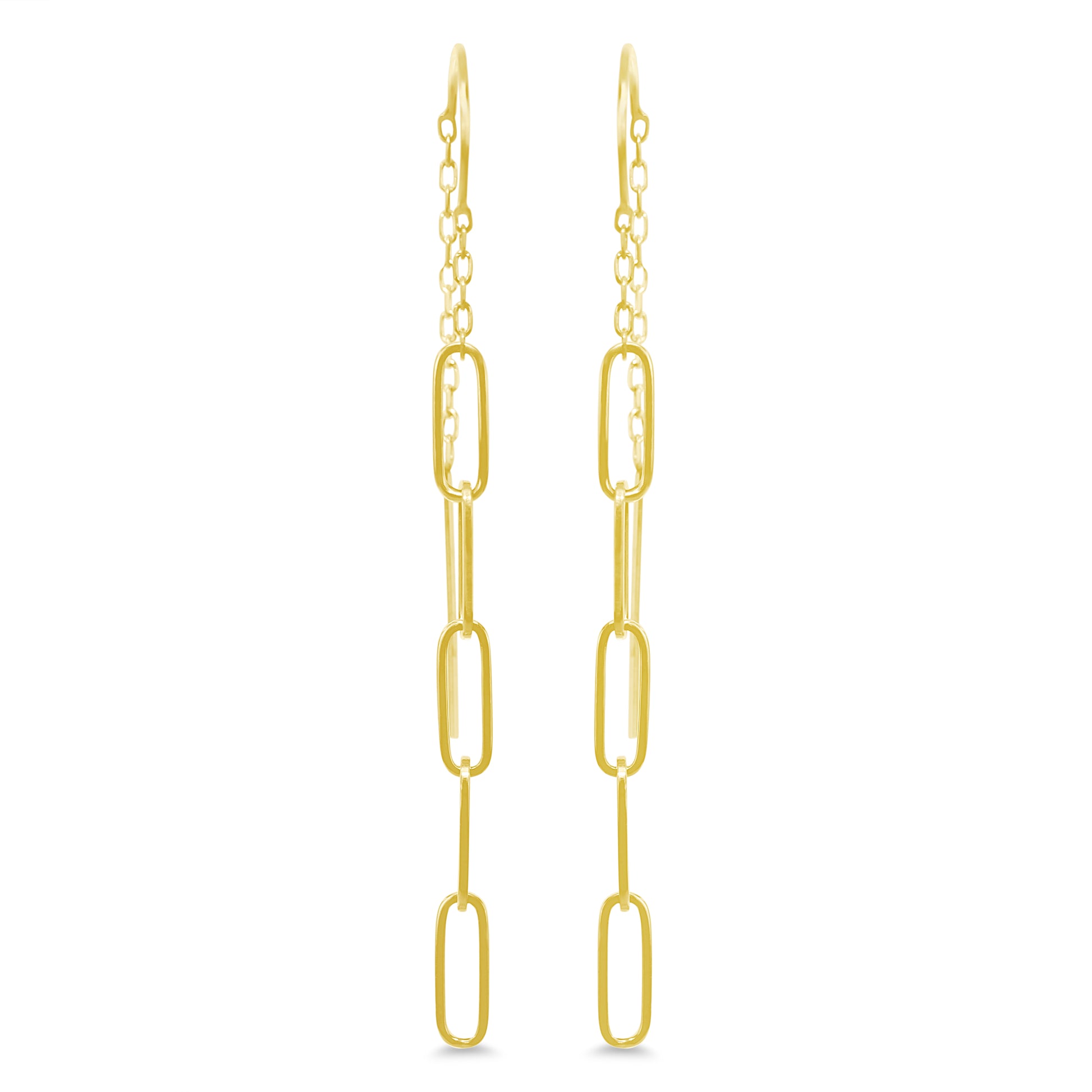 14k Paperclip Chain Threader Earring