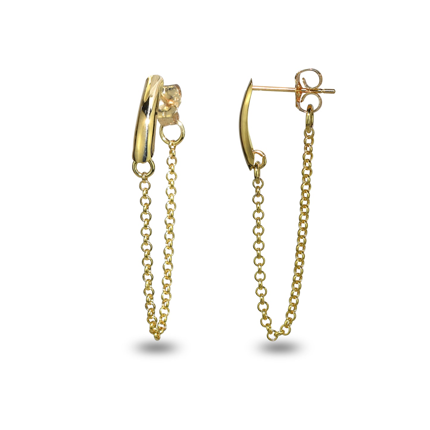 14k Chain Bar Front/Back Post Earring