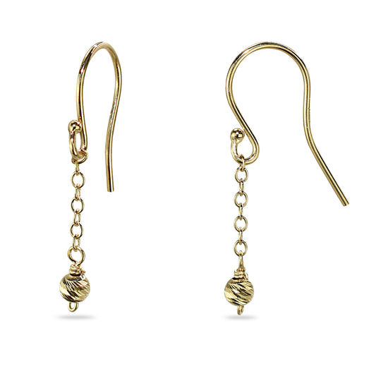 Séchic 14k Fancy Gold Ball On Chain Hook Earring