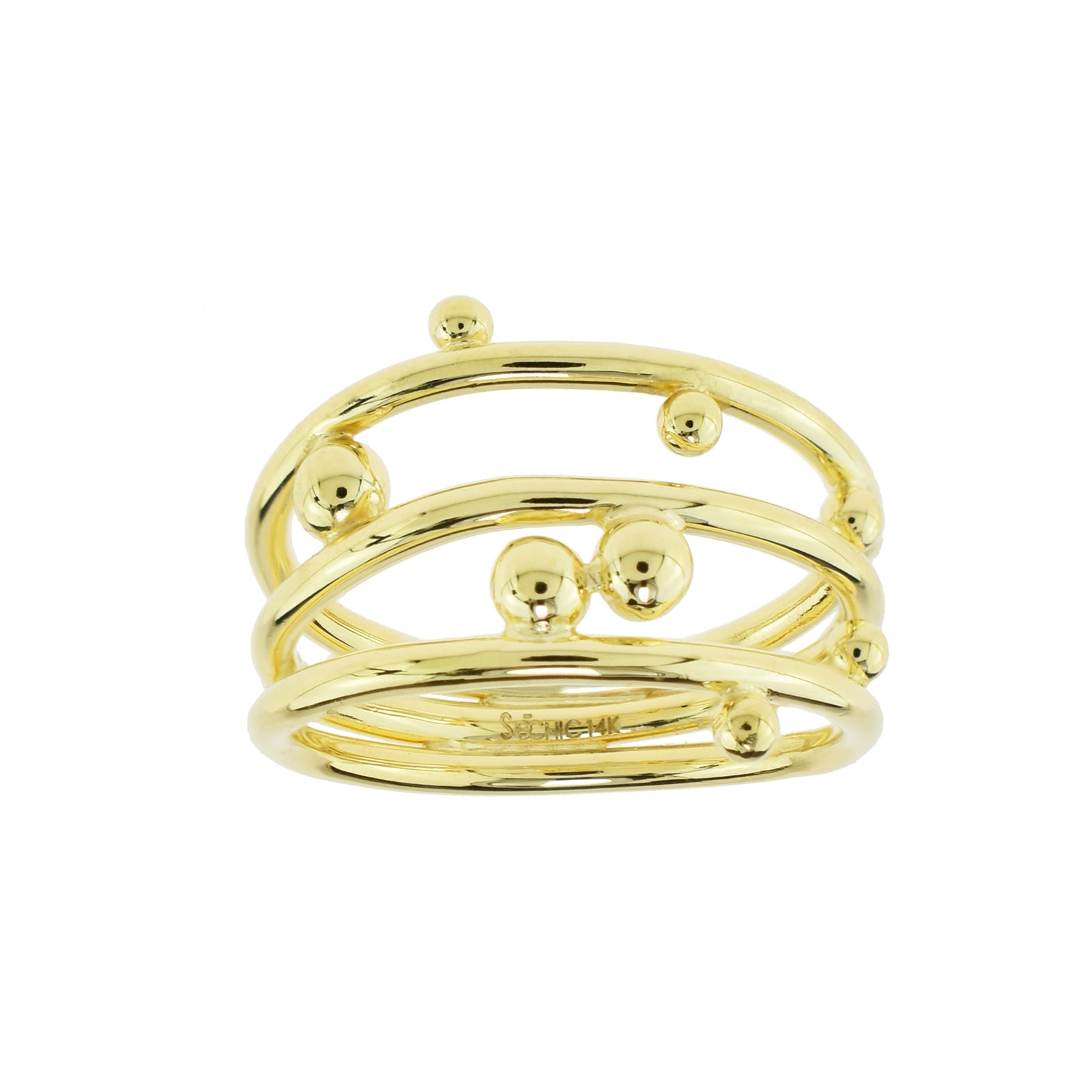 Séchic 14k Globes Sandwiched Triple Ring