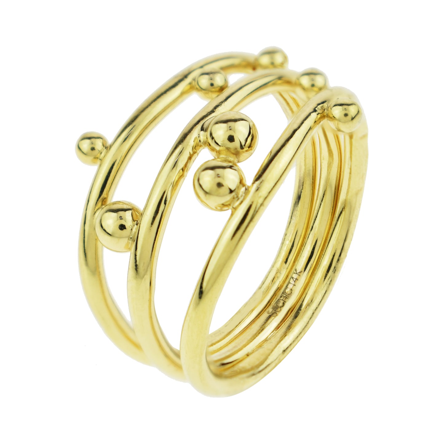 Séchic 14k Globes Sandwiched Triple Ring