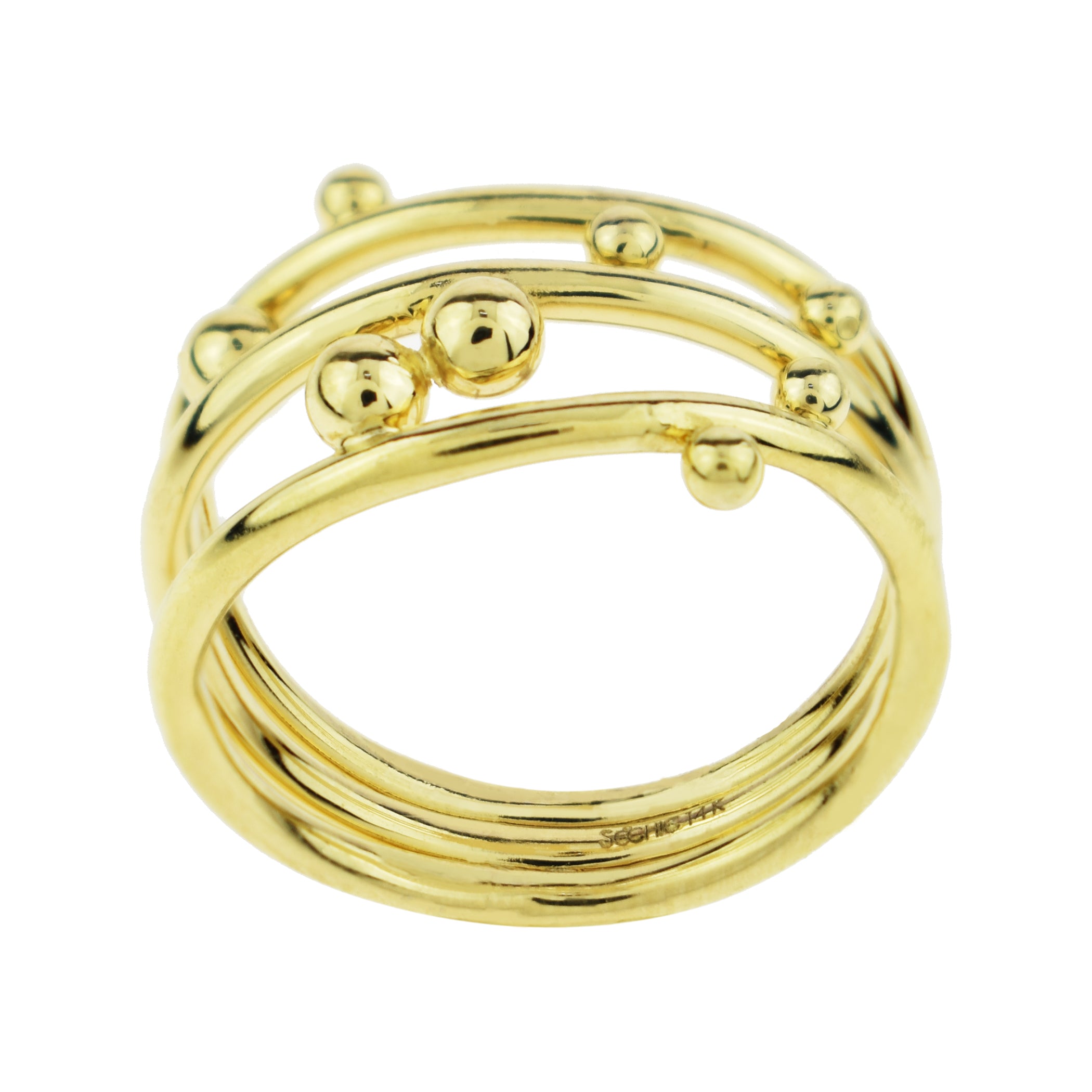 Séchic 14k Globes Sandwiched Triple Ring