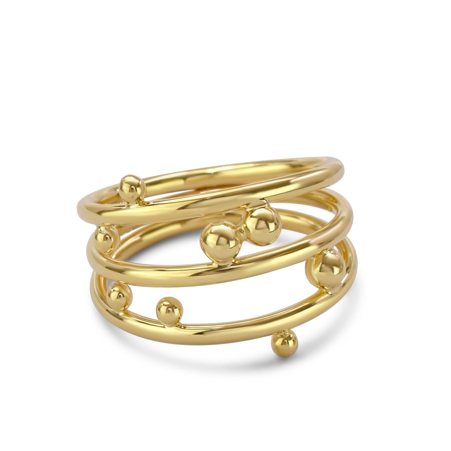 Séchic 14k Globes Sandwiched Triple Ring