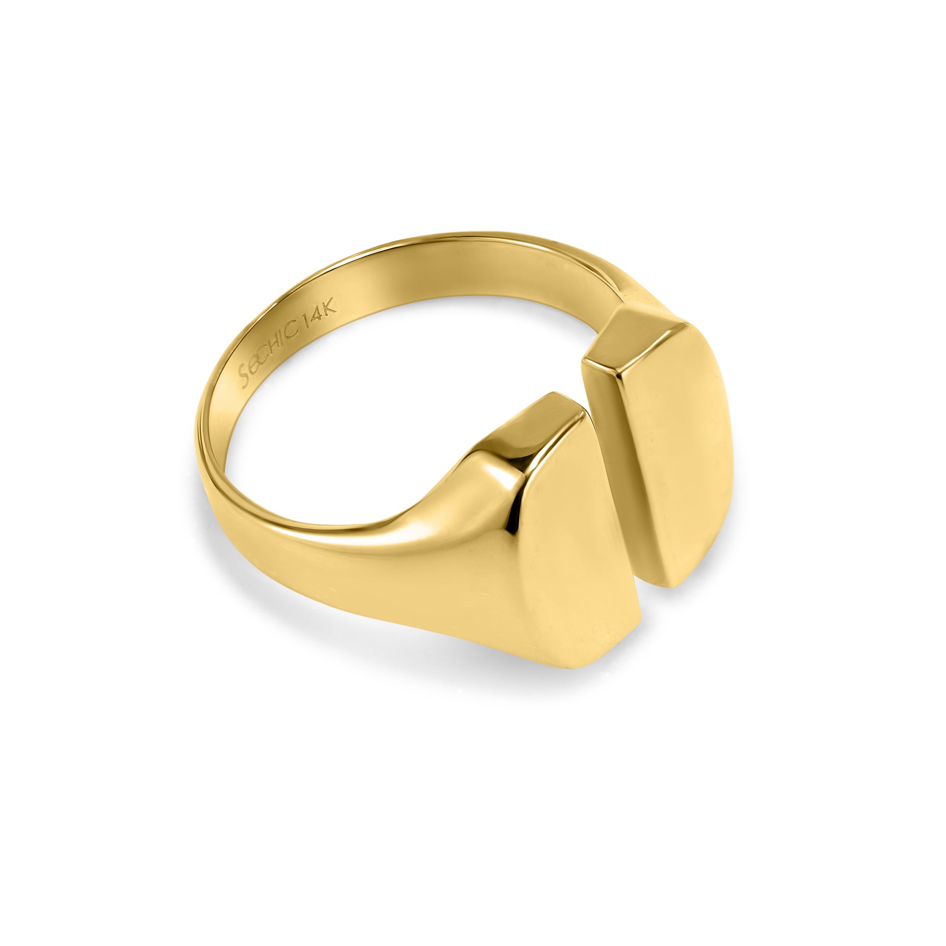 14k Square Cushion Signet Open Ring