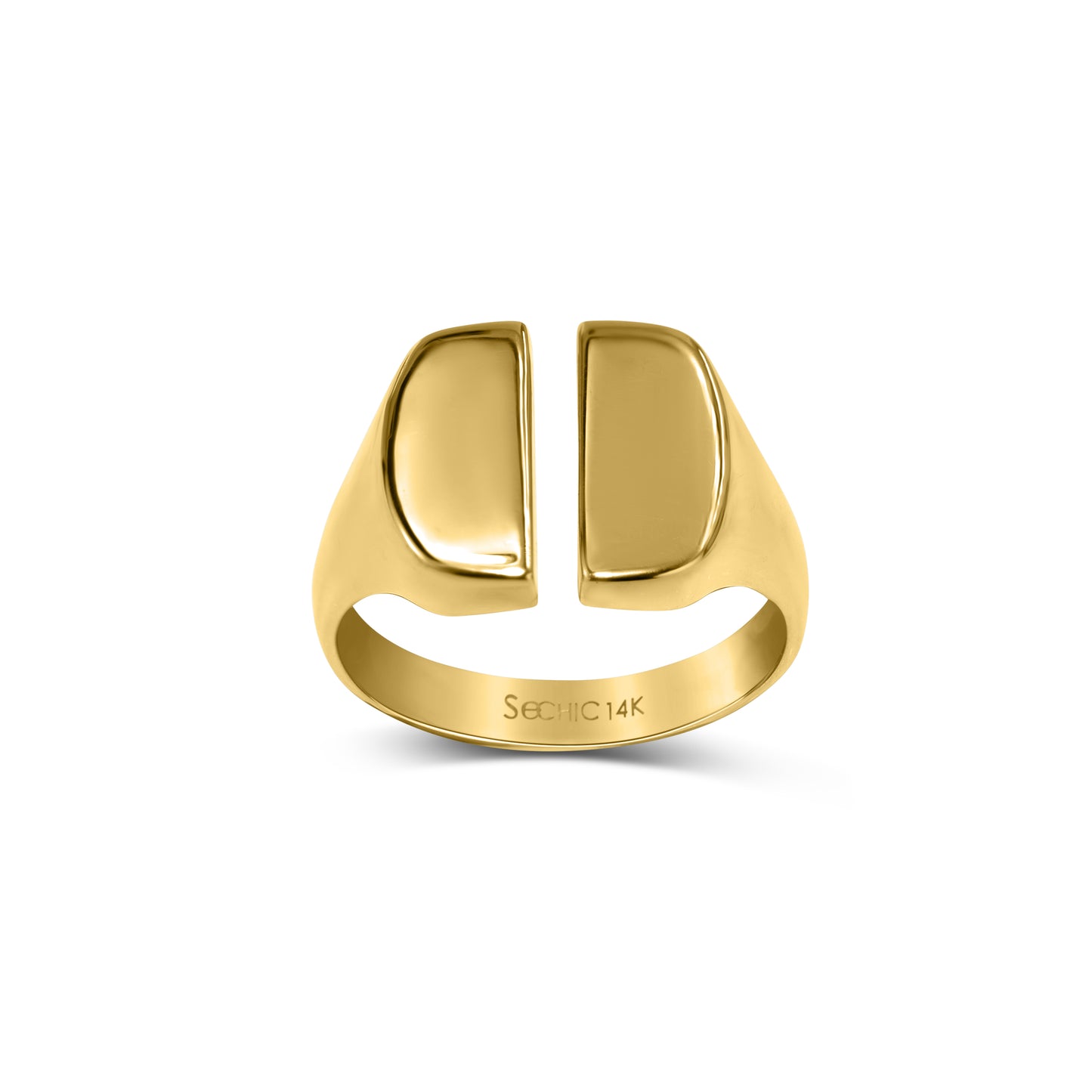 14k Square Cushion Signet Open Ring