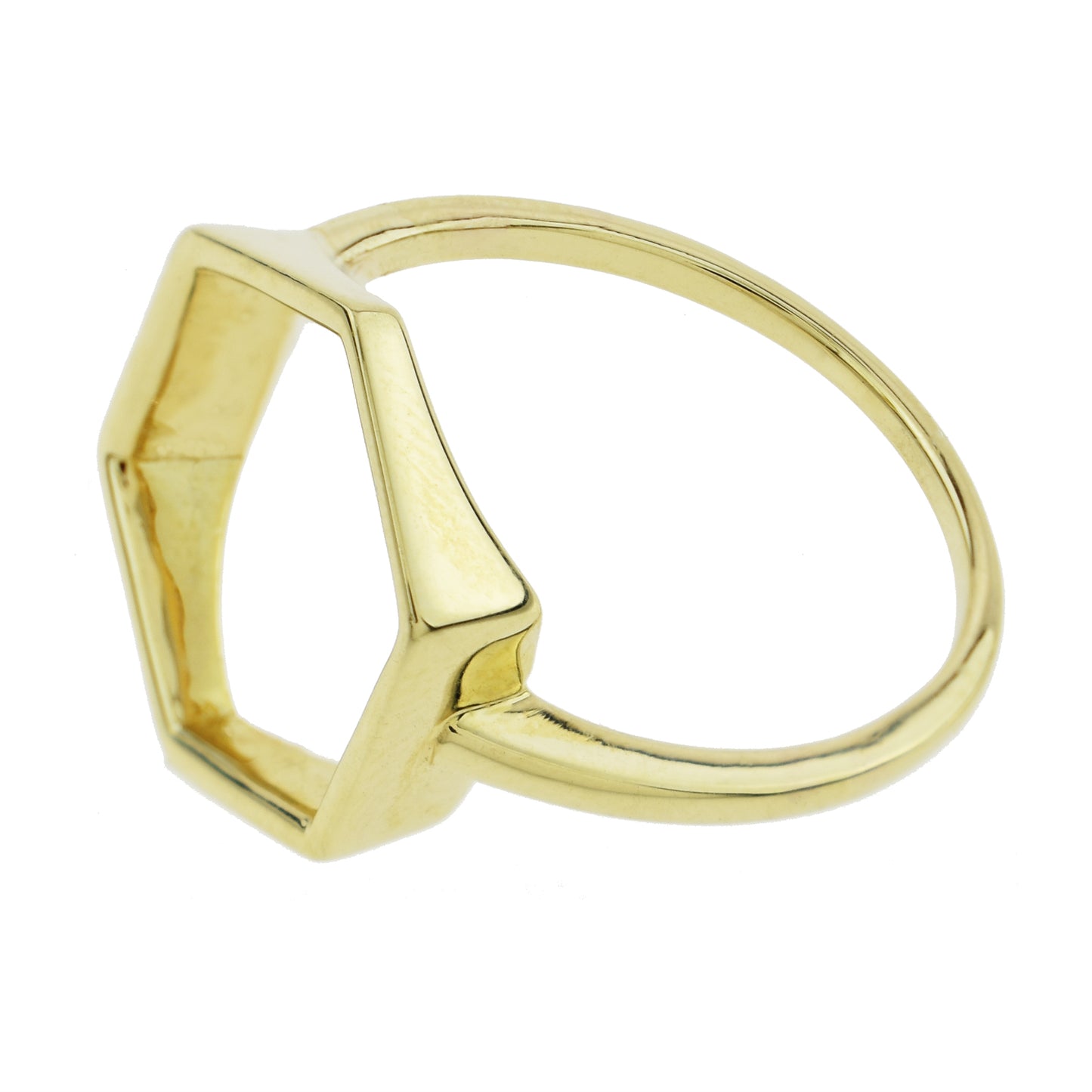 Séchic 14k Open Space Hexagon Centered Gold Ring 6