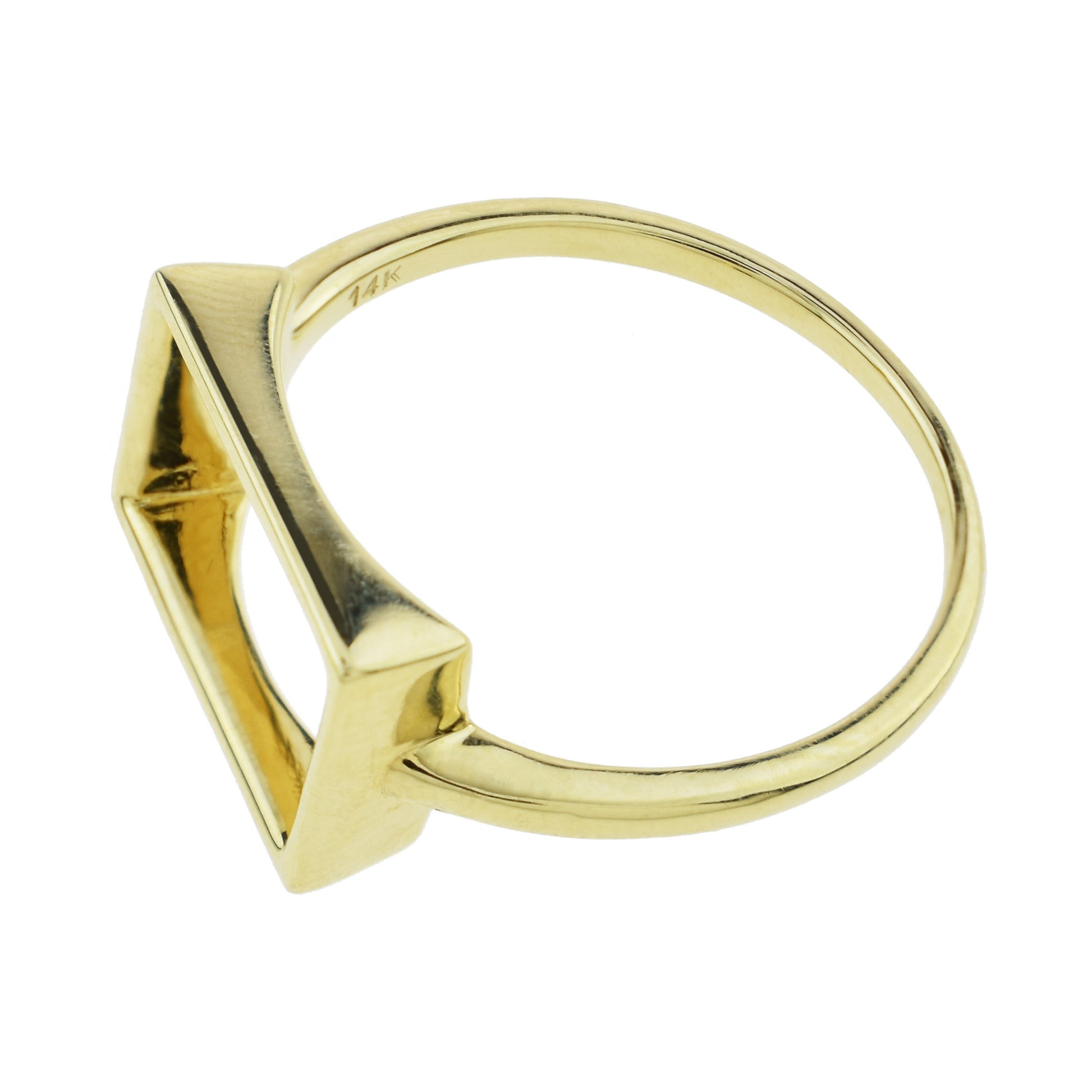 Séchic 14k Open Space Rectangle Centered Gold Ring 6