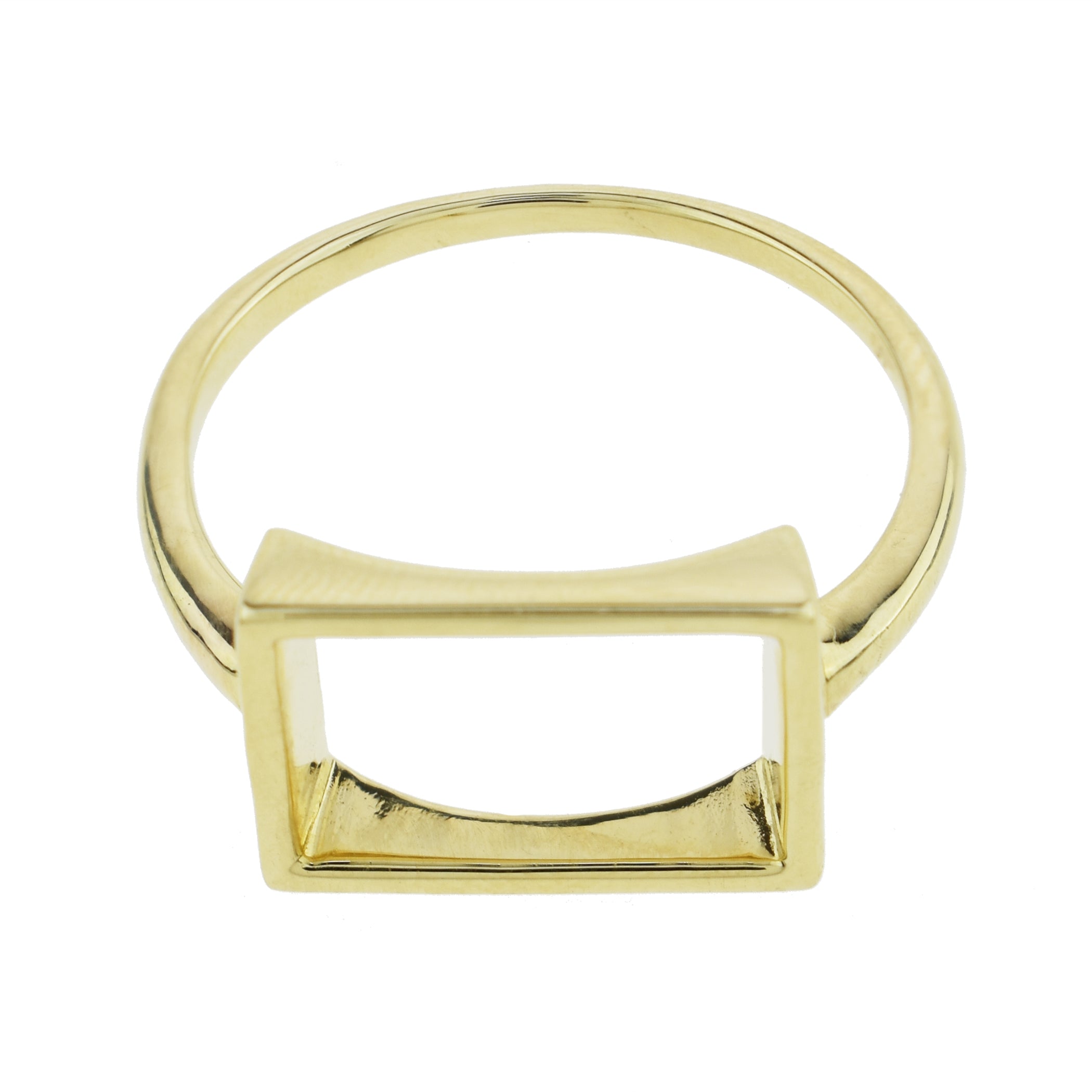 Séchic 14k Open Space Rectangle Centered Gold Ring 6