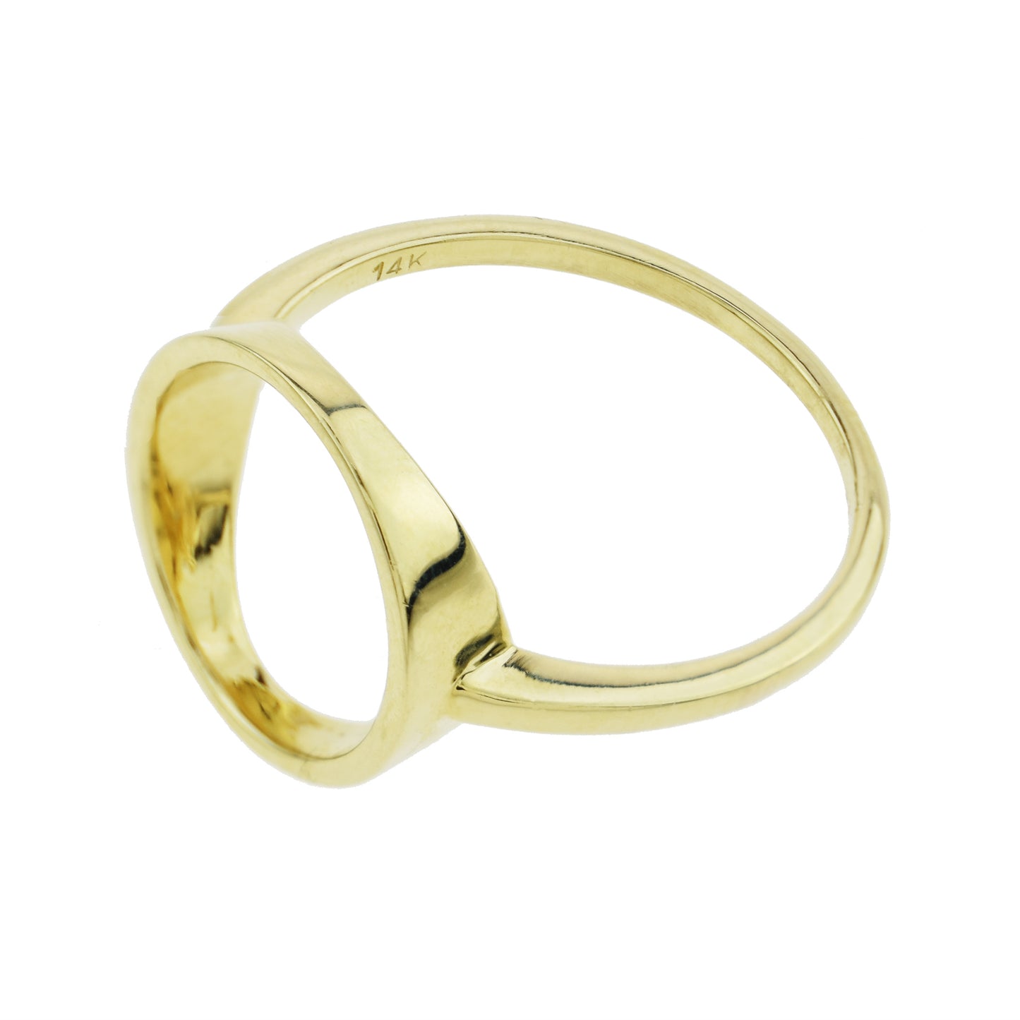 Séchic 14k Yellow Gold Open Space Circle Centered Gold Ring