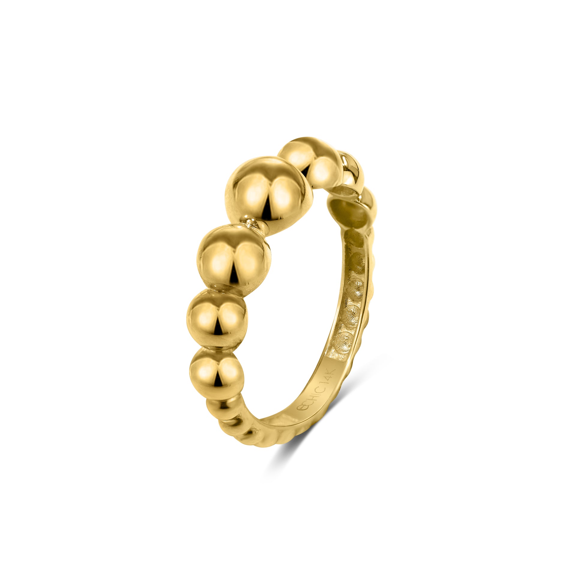 14k Graduated Beaded Band Ring