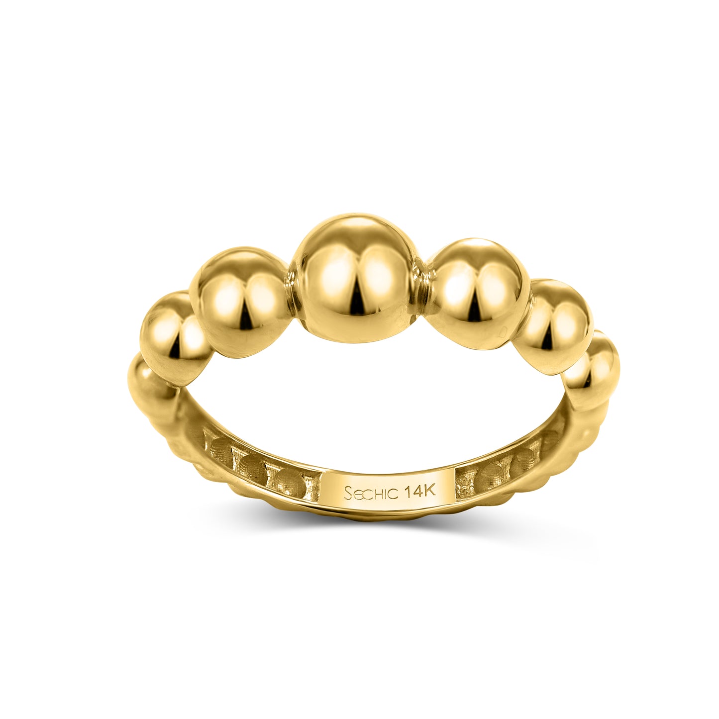 14k Graduated Beaded Band Ring