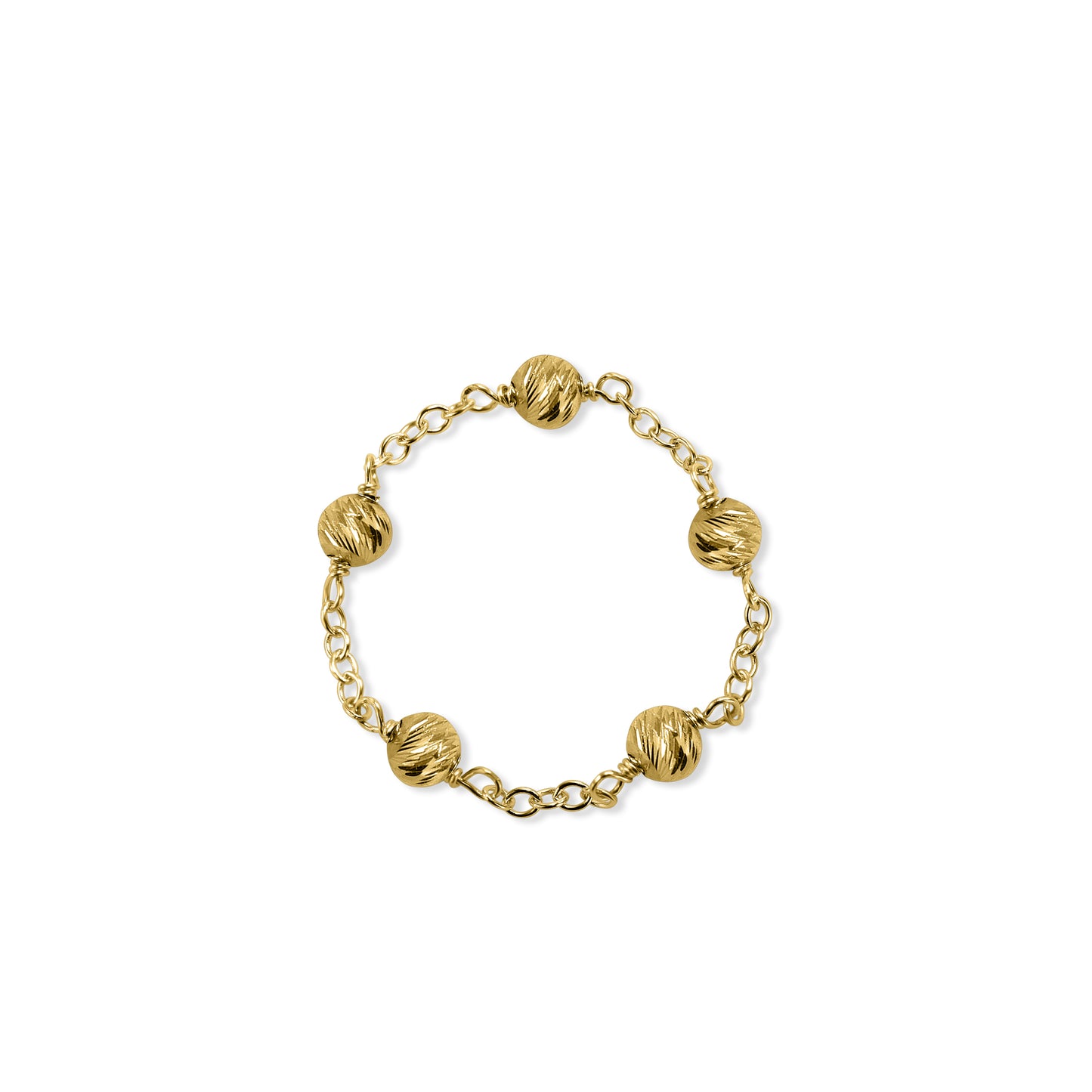 Séchic 14k Micro Gold Chain Ring with Diamond Cut Beads