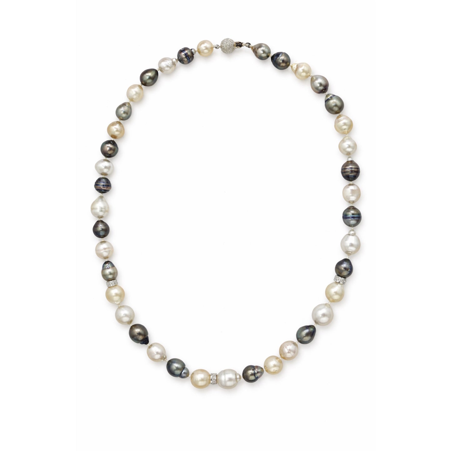 14k Tahitian South Sea Pearl Neck with Diamond Spacers