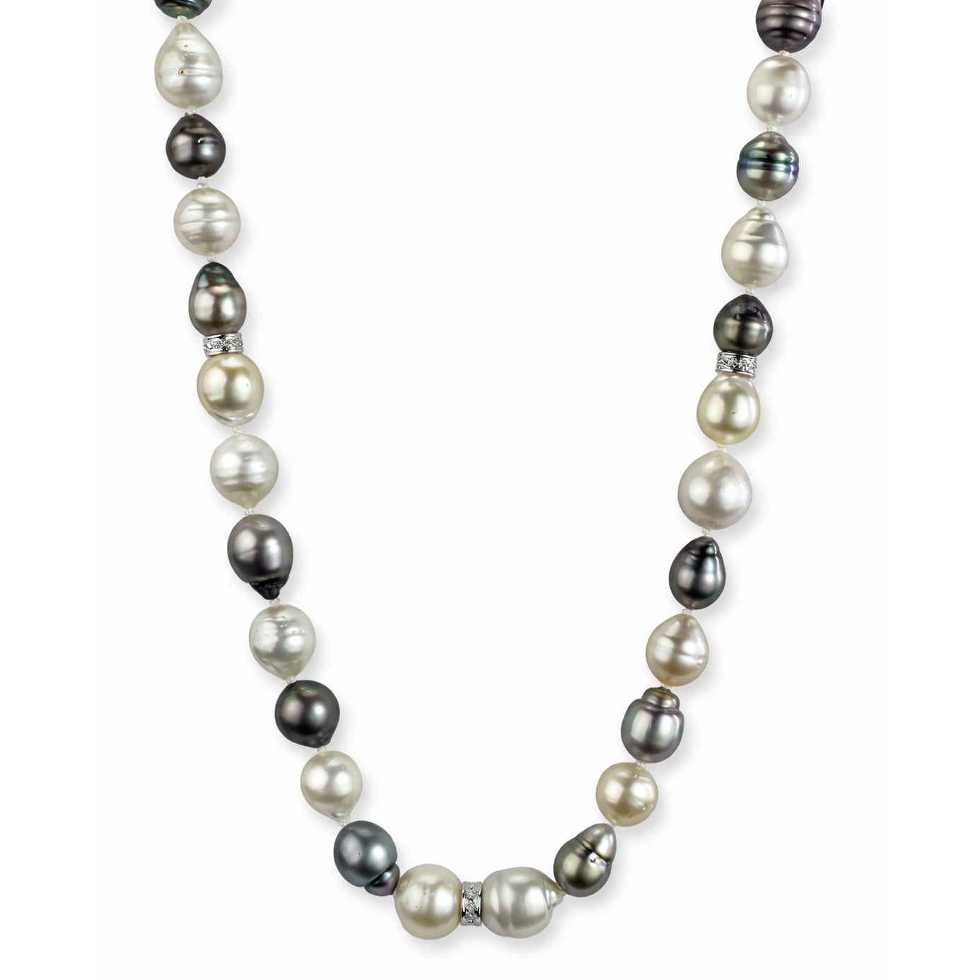 14k Tahitian South Sea Pearl Neck with Diamond Spacers