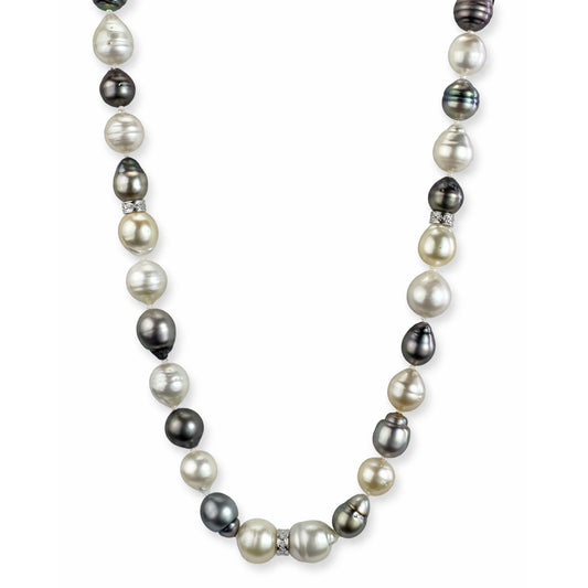 14k Tahitian South Sea Pearl Neck with Diamond Spacers