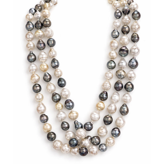 14K Multi Baroque Tahitian SS Pearl Necklace