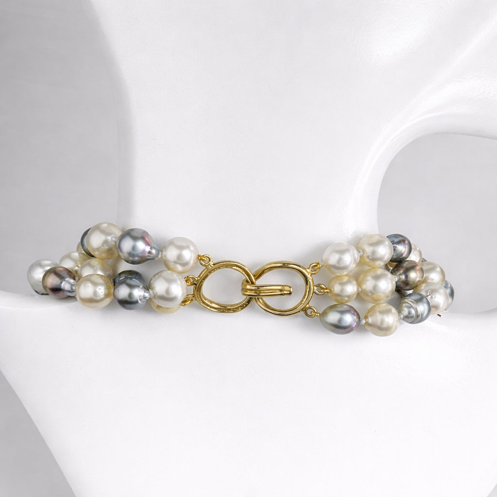 14K Multi Baroque Tahitian SS Pearl Necklace
