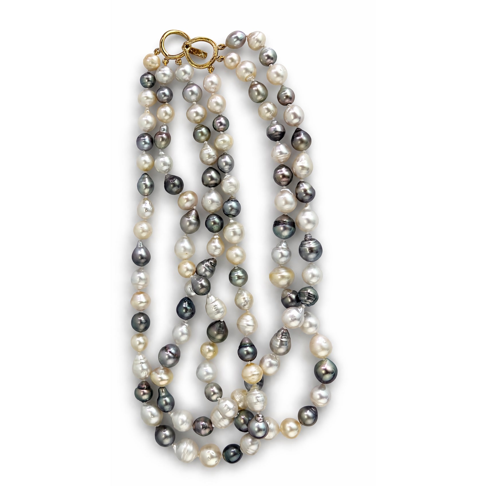 14K Multi Baroque Tahitian SS Pearl Necklace