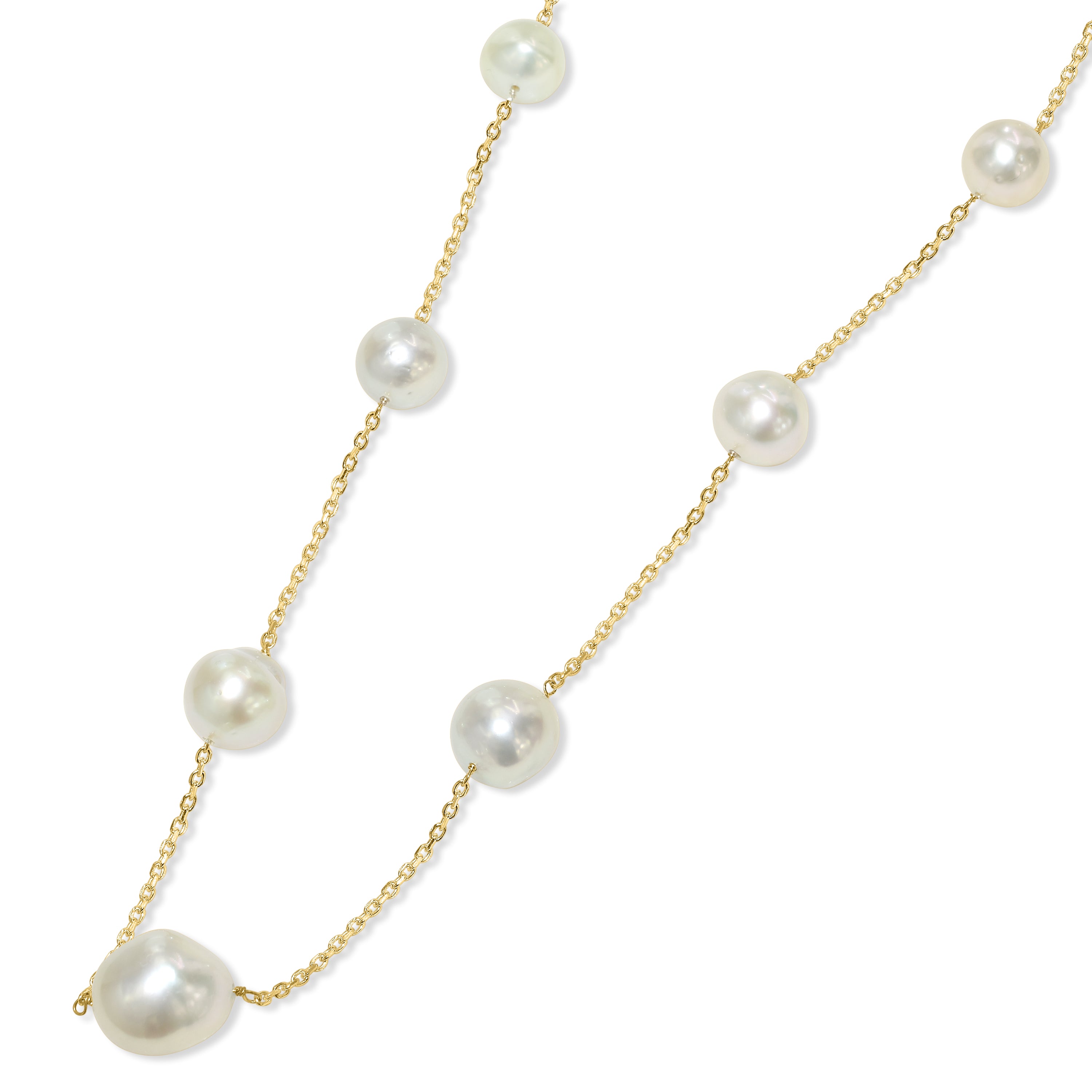 14k Golden South Sea Pearl Gold Chain Necklace 18"