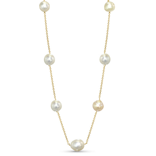 14k Golden South Sea Pearl Chain Necklace