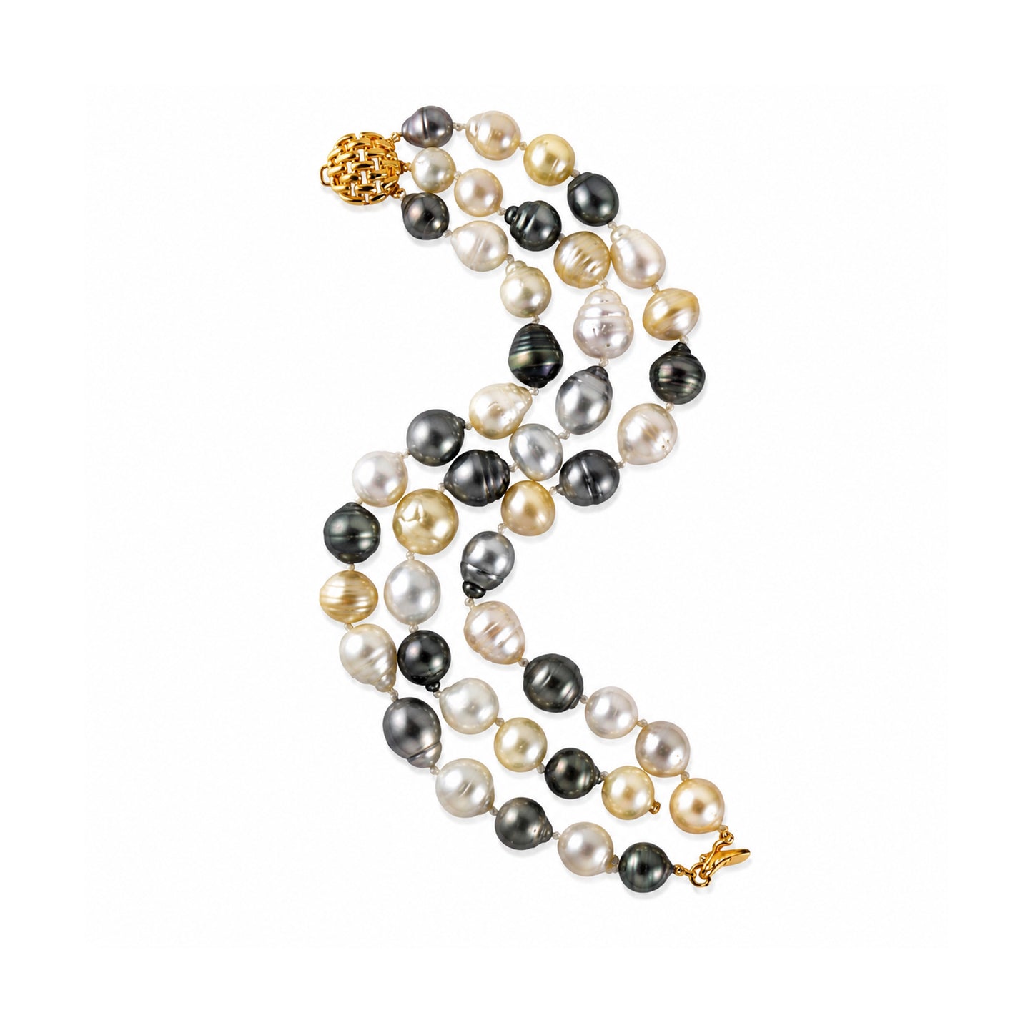 14k Multi Baroque South Sea Pearl 3-Row Bracelet