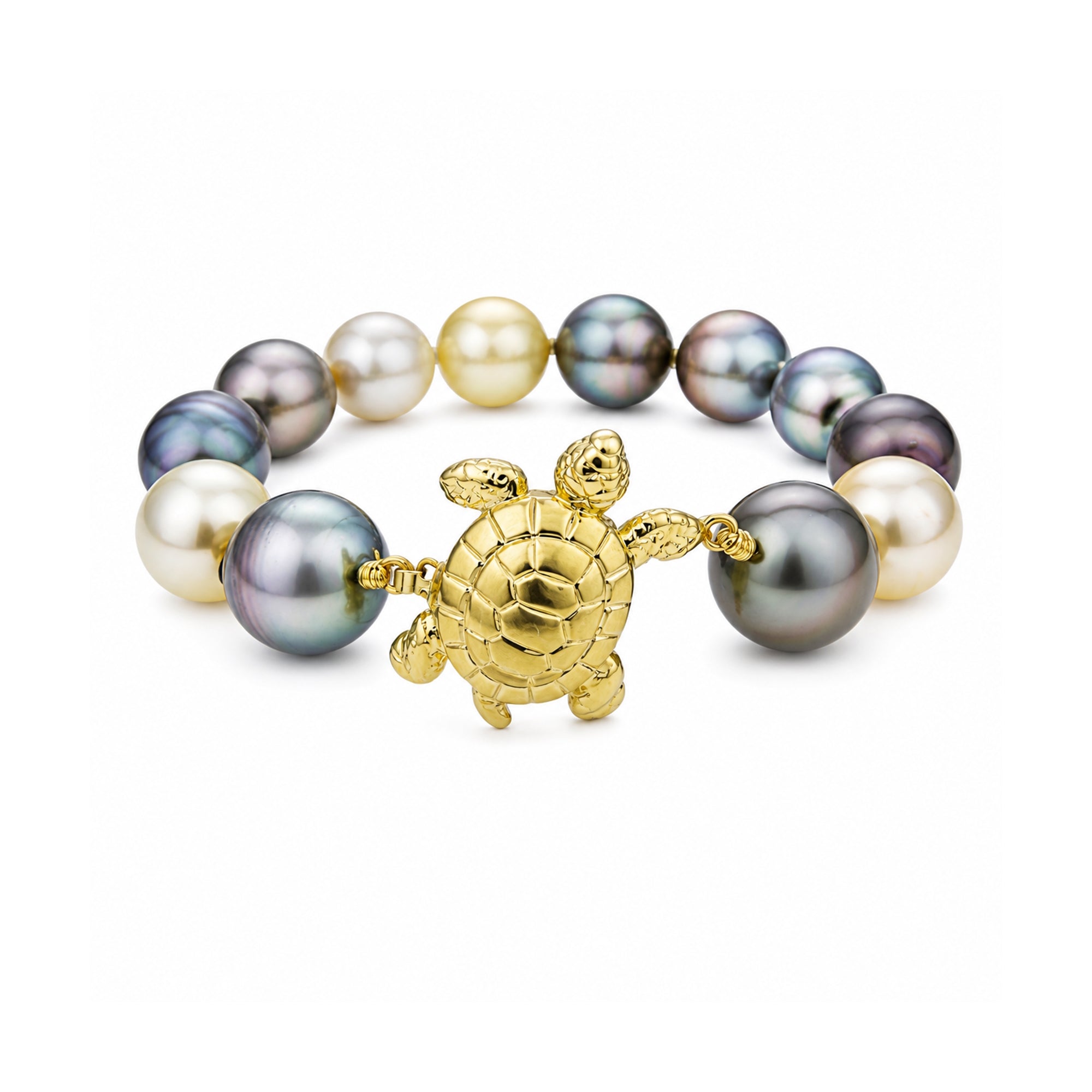 14k Baroque South Sea Pearl Turtle Bracelet