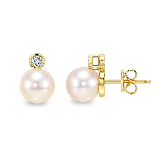 14k Akoya Japanese Pearl Diamond Earrin