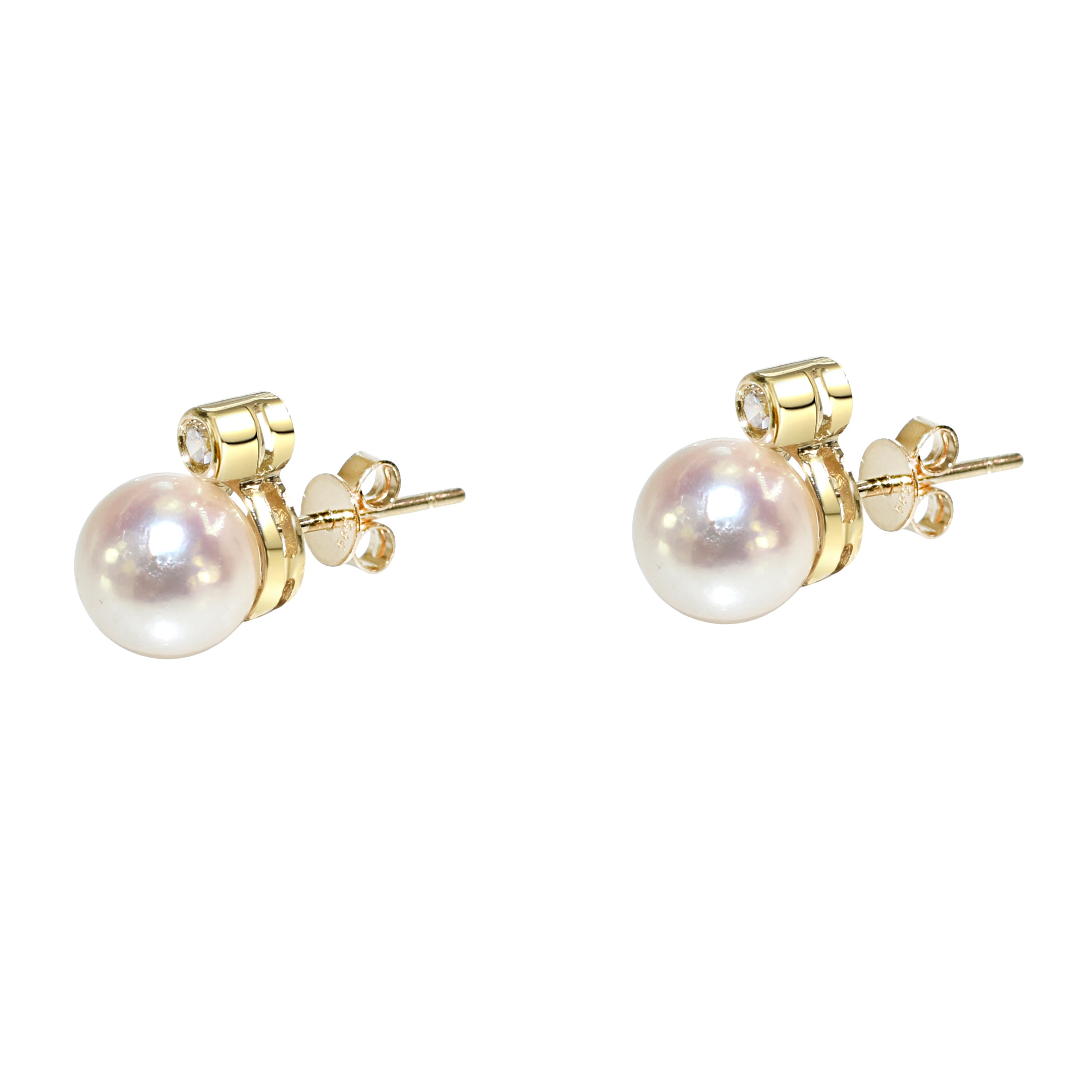 14k Akoya Japanese Pearl Diamond Earring
