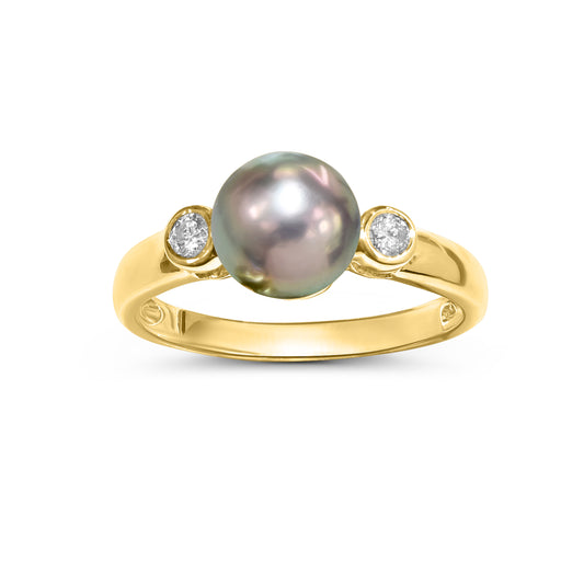 14k Black Cult Pearl Diamond Ring