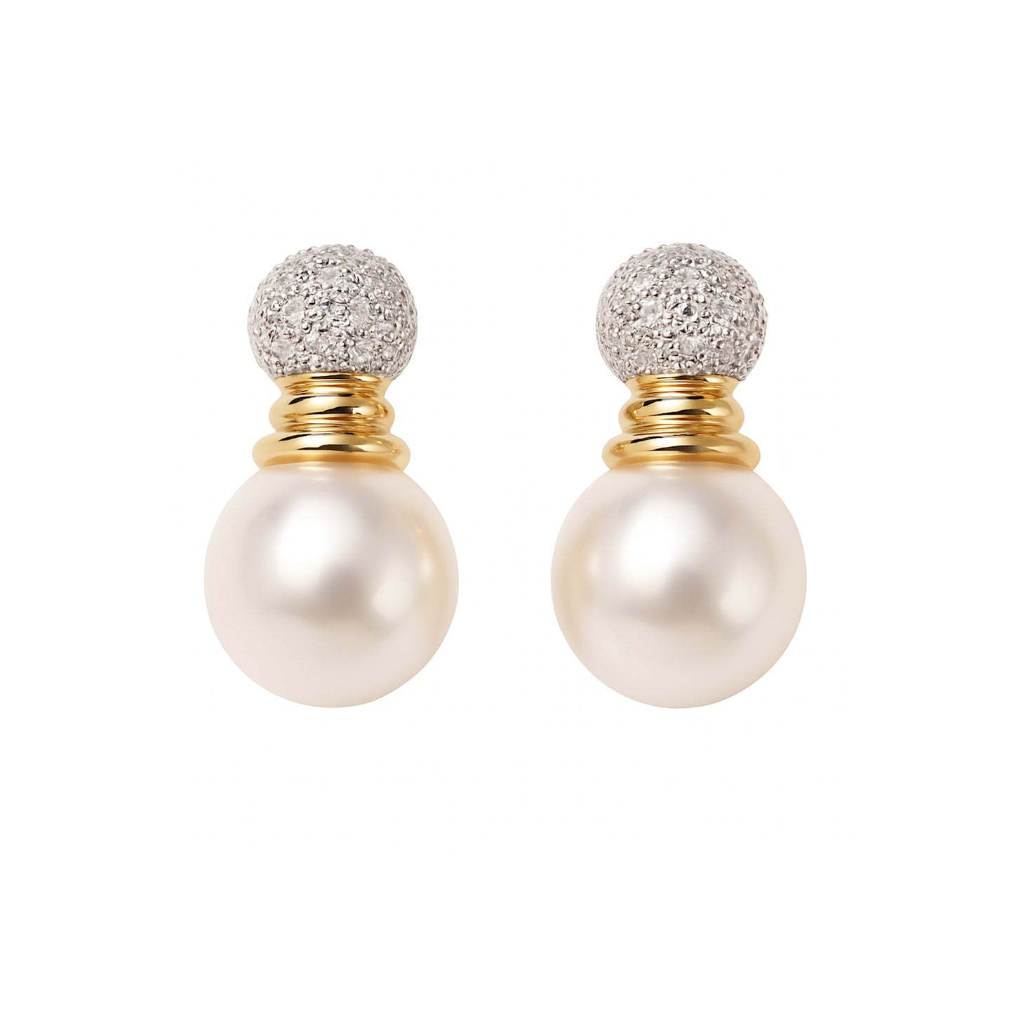 14k Yellow Jap Akoya CP Diamond Earring