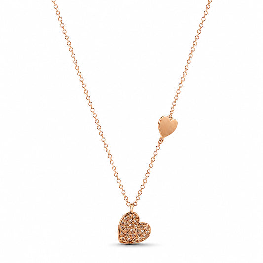 Séchic 14k Rose Gold Diamond Heart Necklace