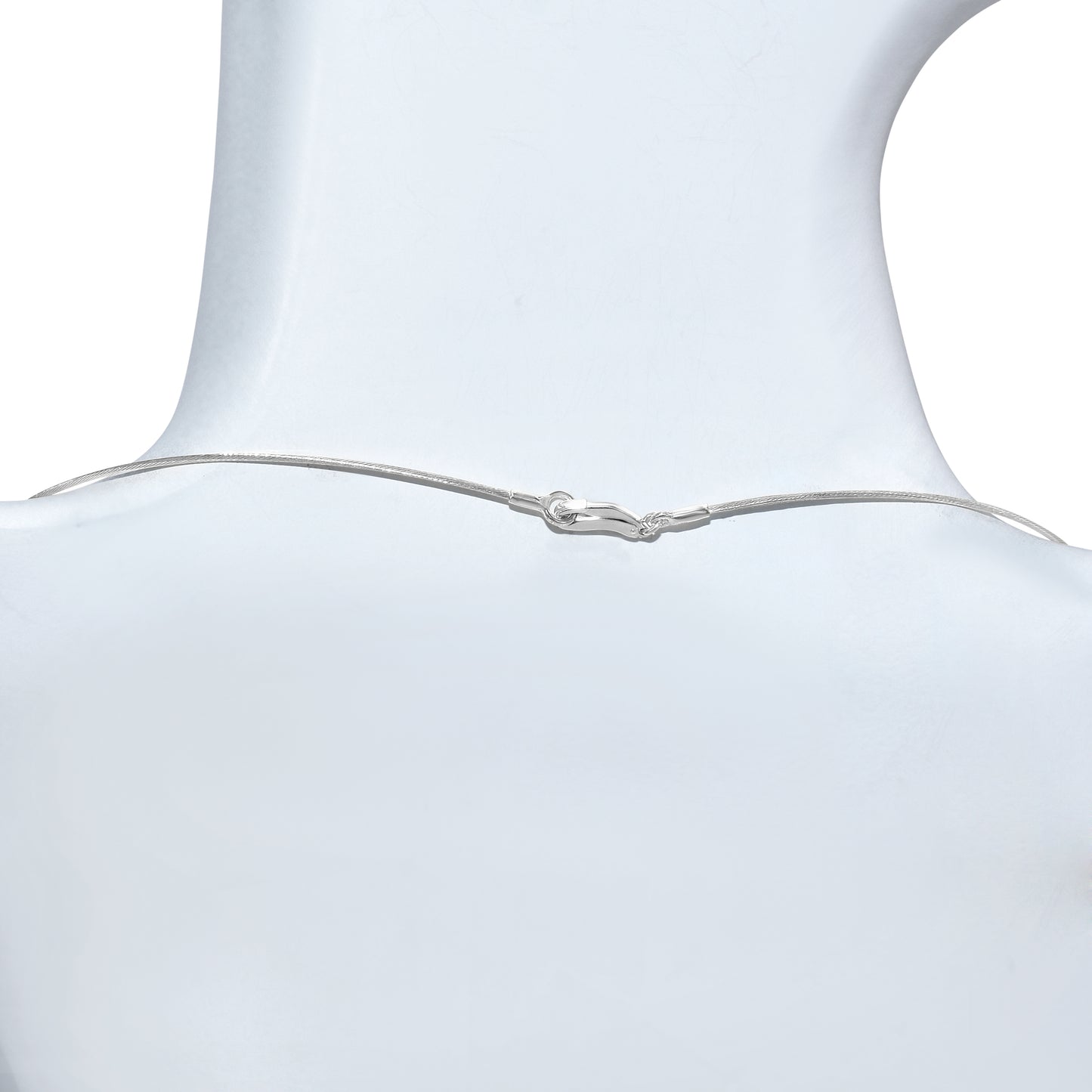 14k White Gold Diamond Station Cable Wire Necklace