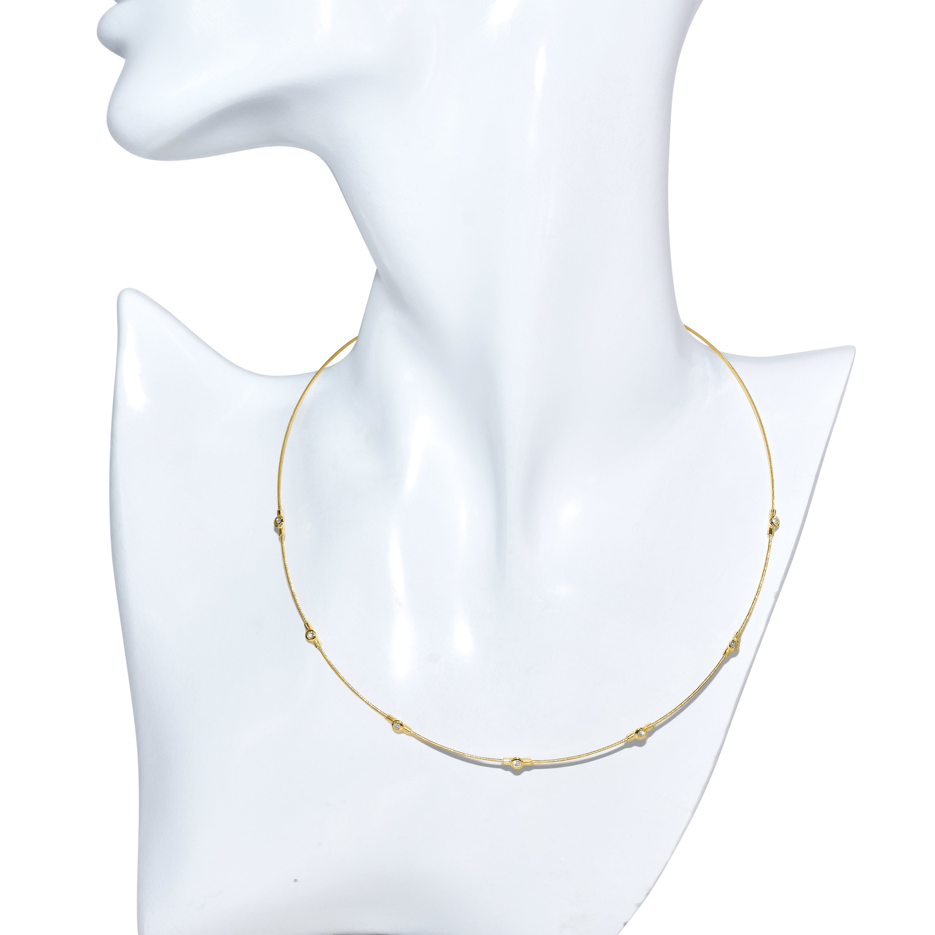 14k Diamond Station Gold Cable Necklace