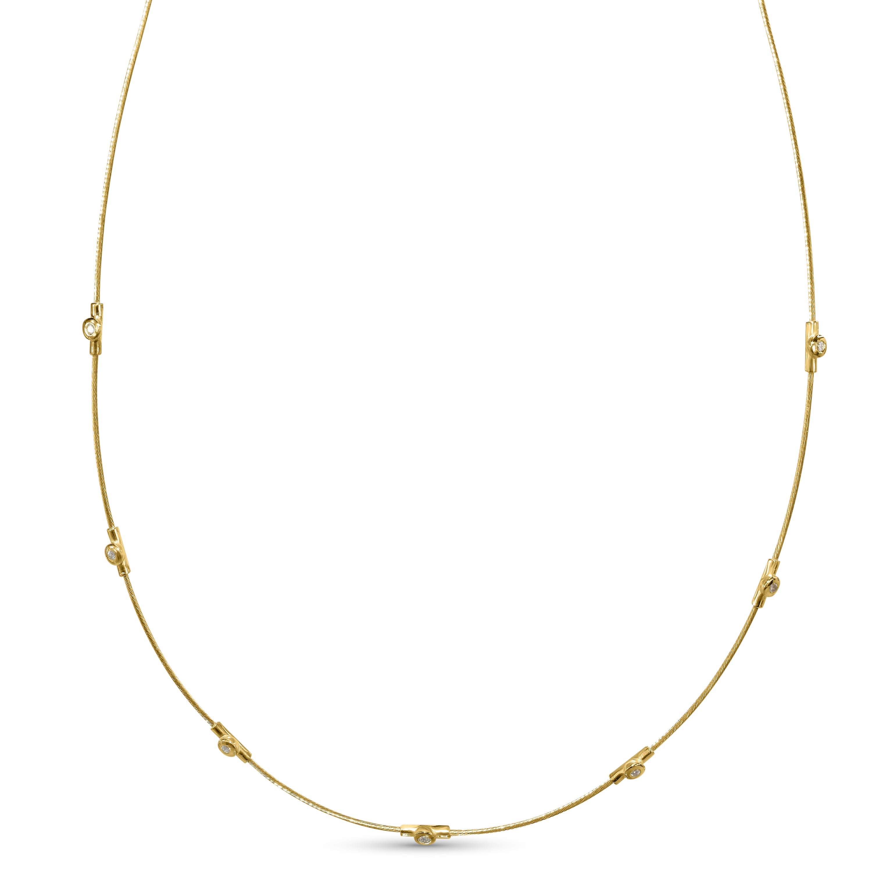 14k Diamond Station Gold Cable Necklace