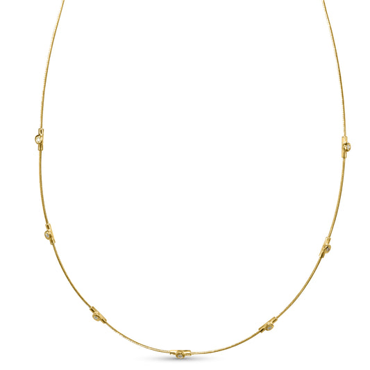 14k Diamond Station Cable Necklace