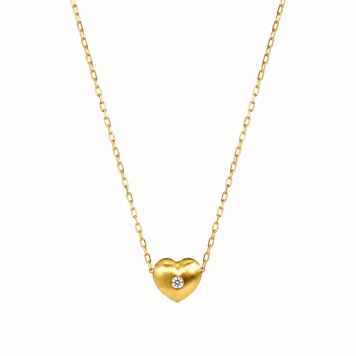 14k Heart With Center Diamond Pendant Necklace
