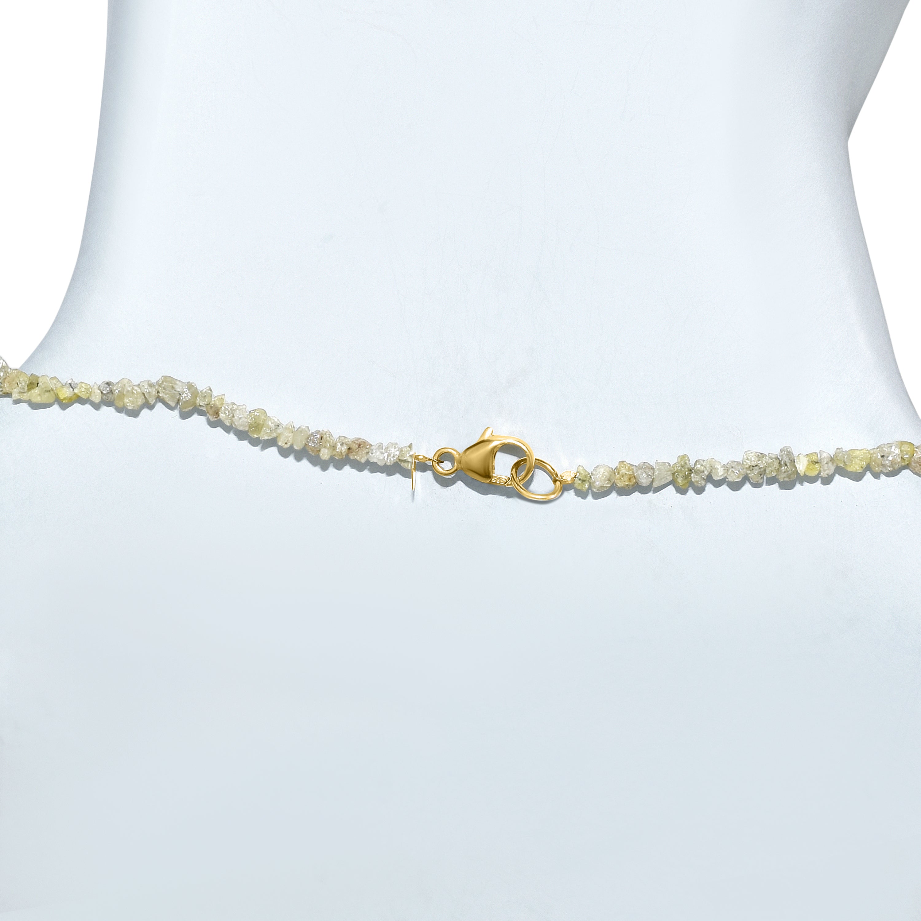 14k Yellow Natural Rough Diamond Necklace for Men or Woman