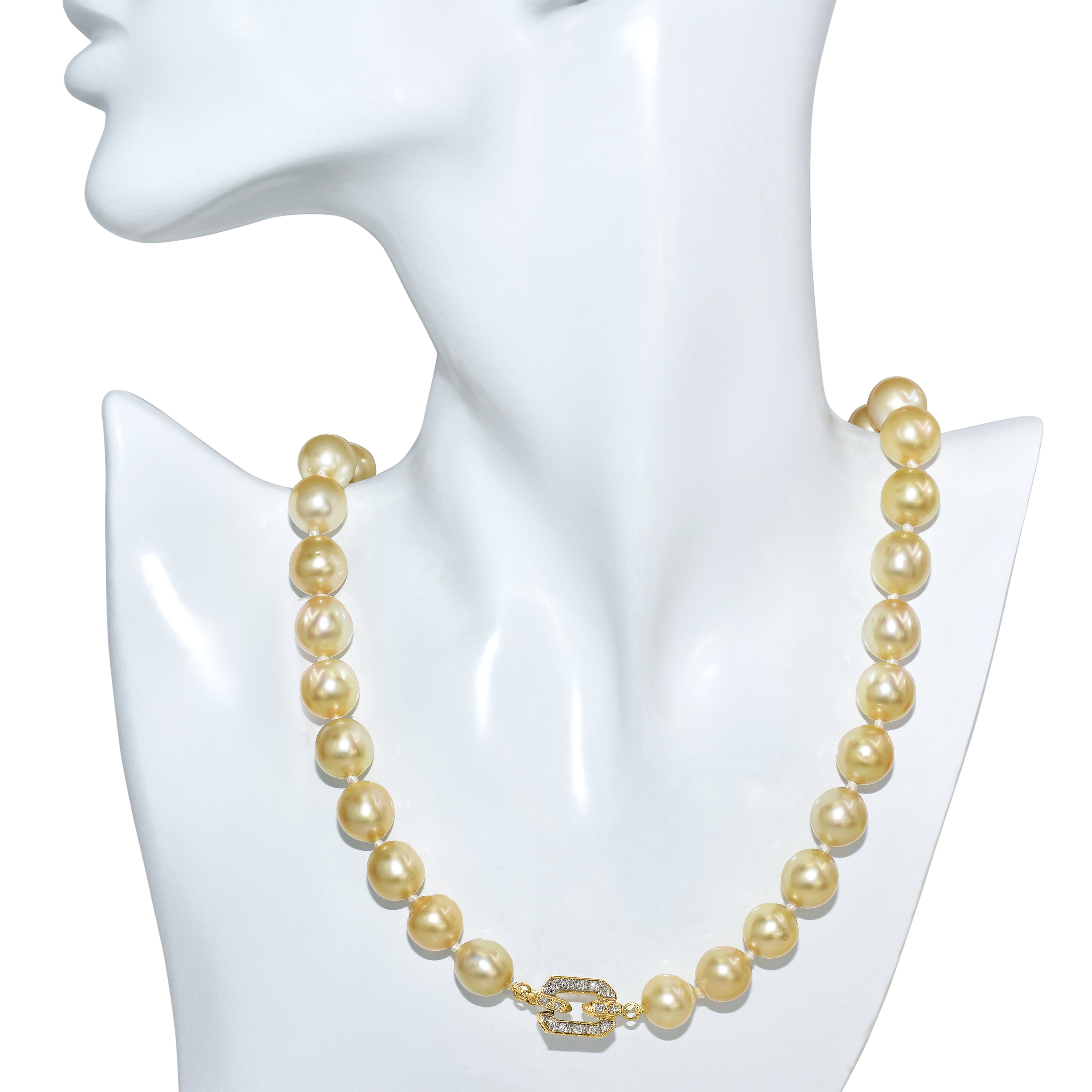 14k Champagne South Sea Pearl Necklace with Diamond clasp
