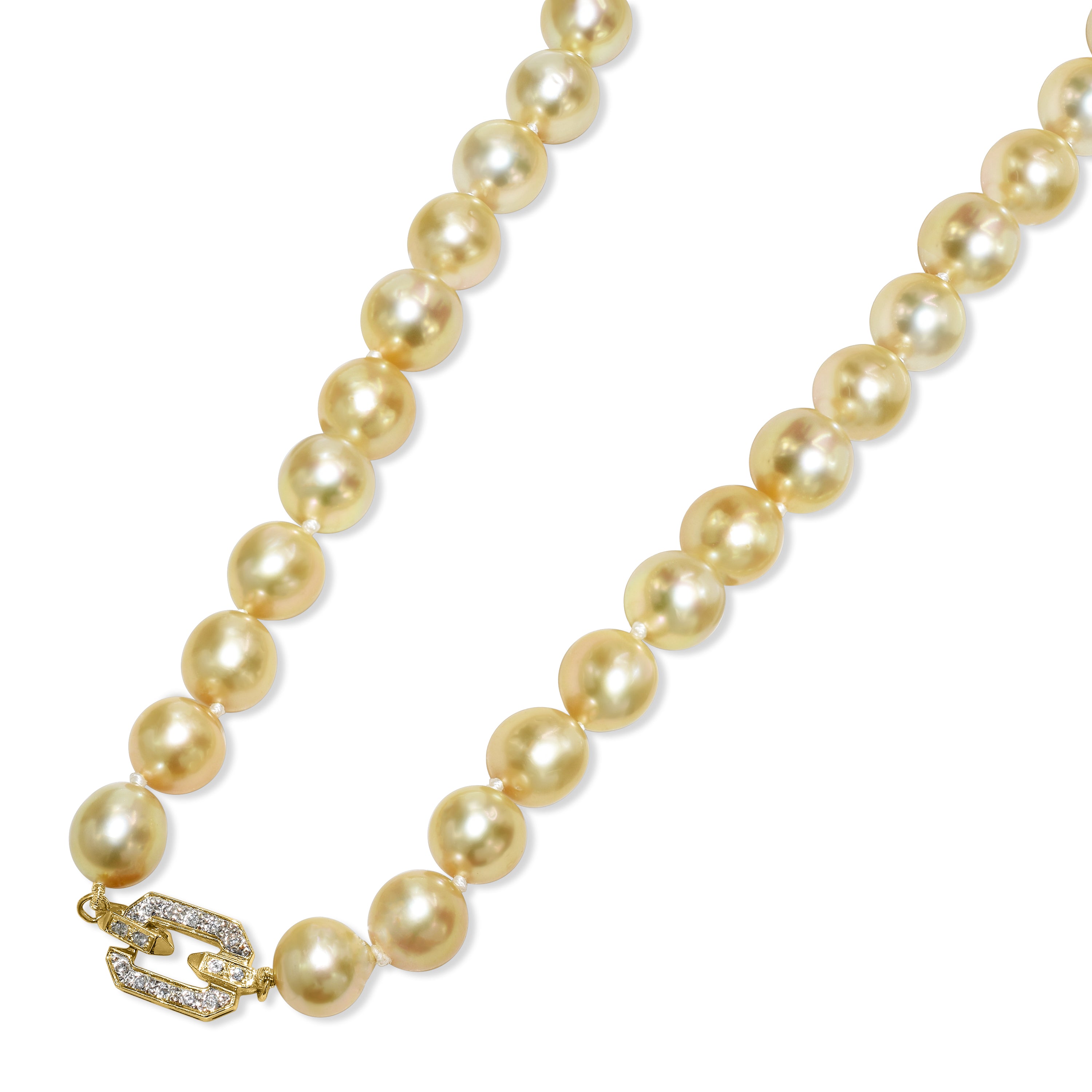 14k Champagne South Sea Pearl Necklace with Diamond clasp
