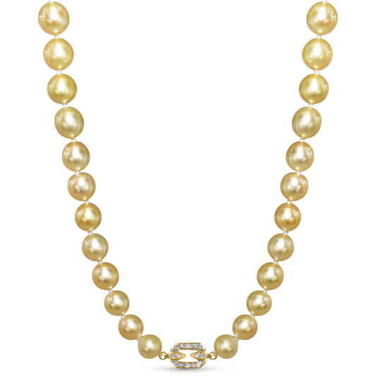 14k Champagne South Sea Pearl Necklace with Diamond clasp